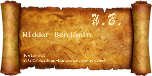 Widder Benjámin névjegykártya